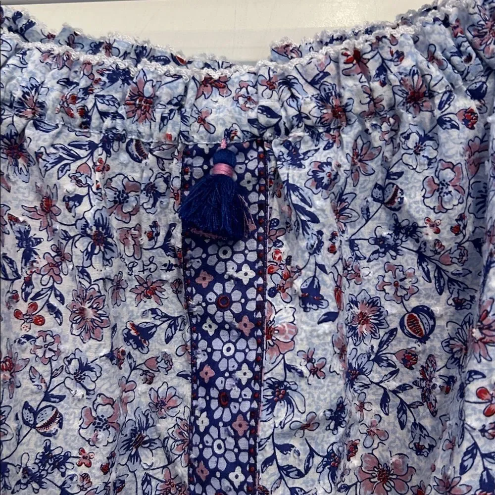 Poupette St. Barth Blue and Red Floral Blouse size small new with tags_4